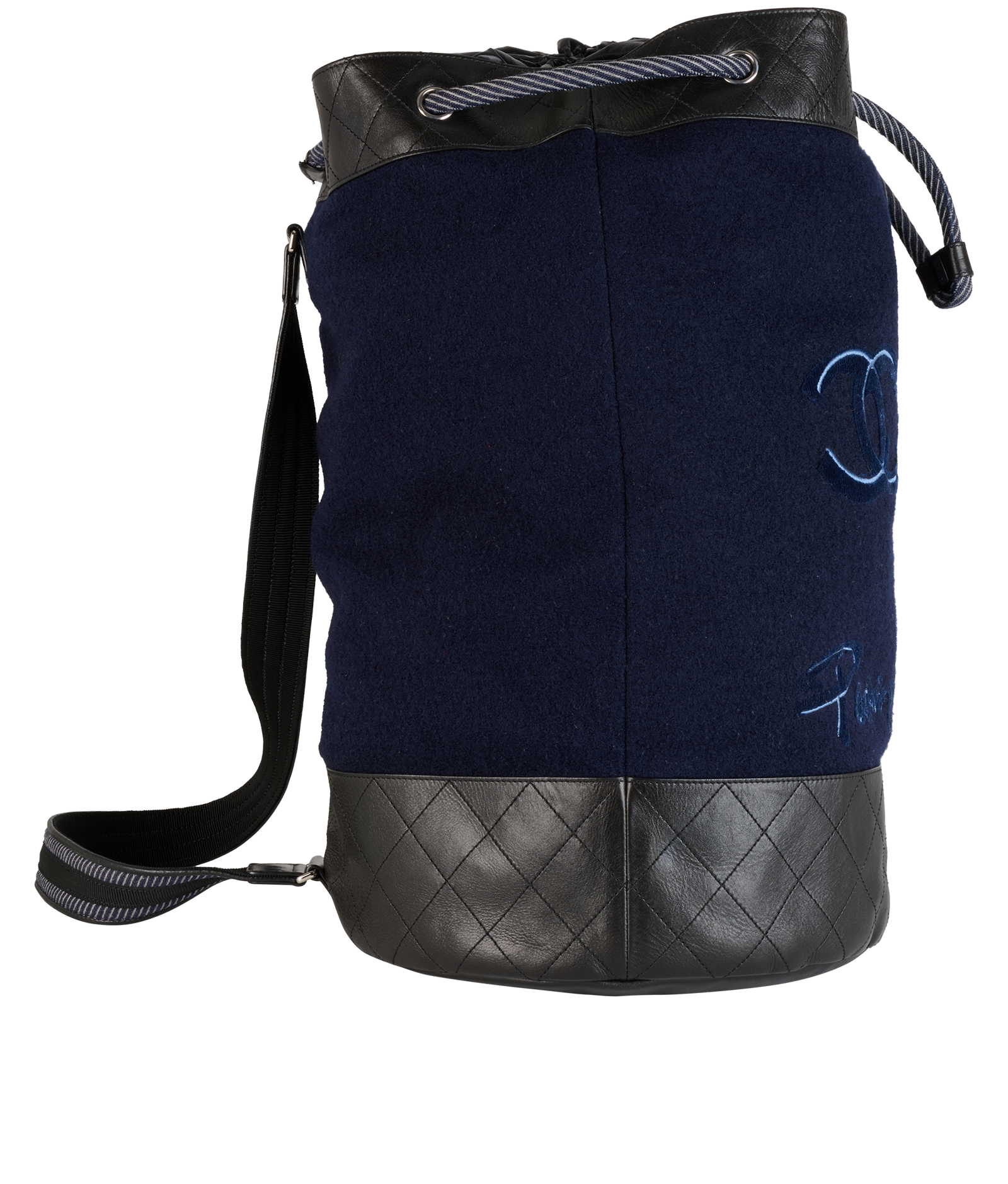 Paris Hamburg Drawstring Backpack, &pound;1,500, Handbags, Blue, Fabric/Leather, Side view